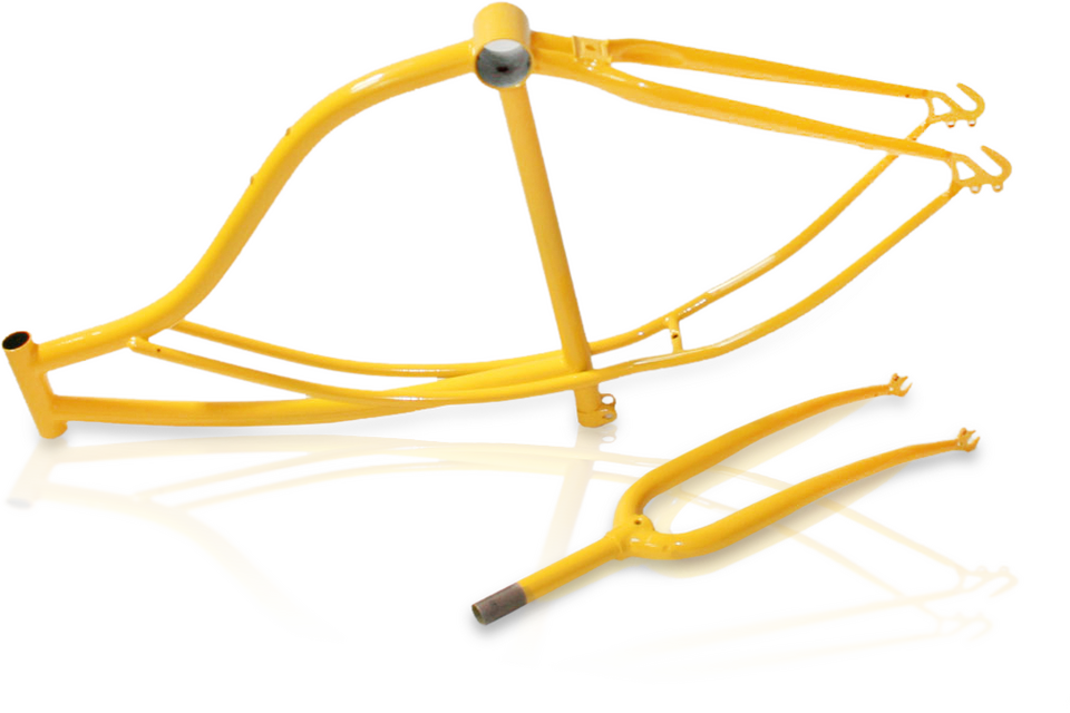 Fahrradrahmen pulverbeschichtet gelb
