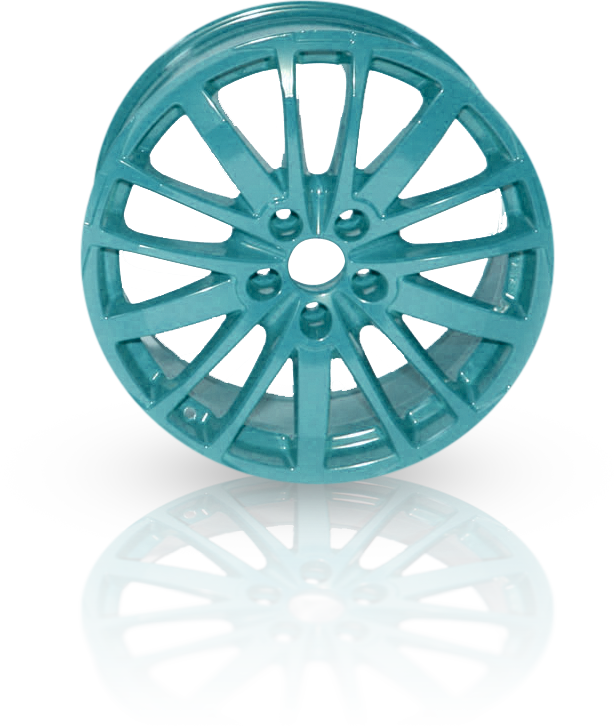 Felge pulverbeschichtet türkis