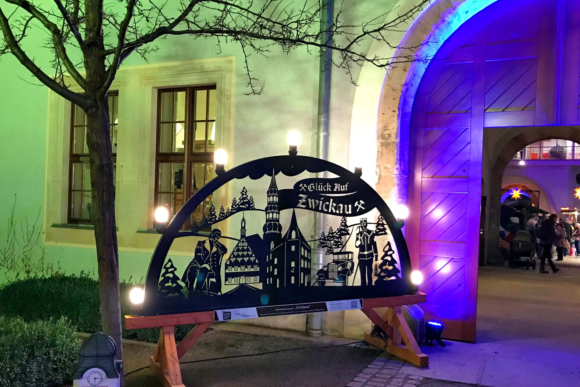 Pulverbeschichteter Schwibbogen Zwickauer Schlossweihnacht