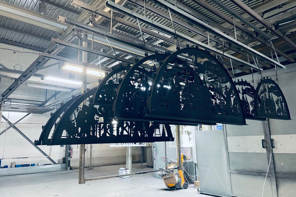 Schwibboegen Zwickau Bergmann schwarz Pulverbeschichtung